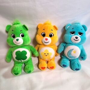 Care Bears Basic Fun Lot of 3  Plush Bears 9" Unlock The Magic